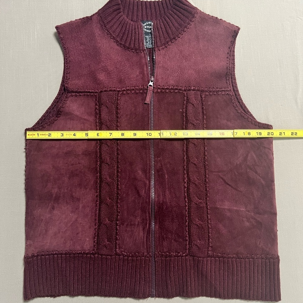 Designer’s Studio Originals Burgundy Suede & Knit Zip Vest Women’s Size Large - Picture 5 of 10